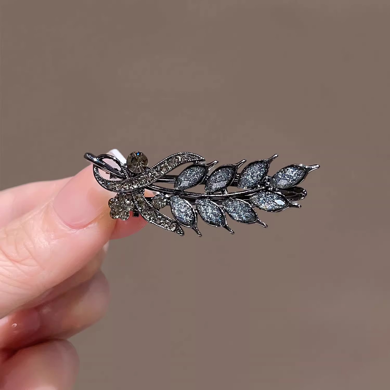 Rhinestone Wheat Ear Hair Clip Women Side Hair Clip Half-Up Hair Accessory Alloy Plated Sparkle Hair Barrette